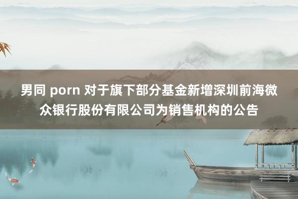   男同 porn 对于旗下部分基金新增深圳前海微众银行股份有限公司为销售机构的公告