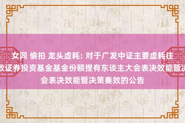 女同 偷拍 龙头虚耗: 对于广发中证主要虚耗往来型绽放式指数证券投资基金基金份额捏有东谈主大会表决效能暨决策奏效的公告