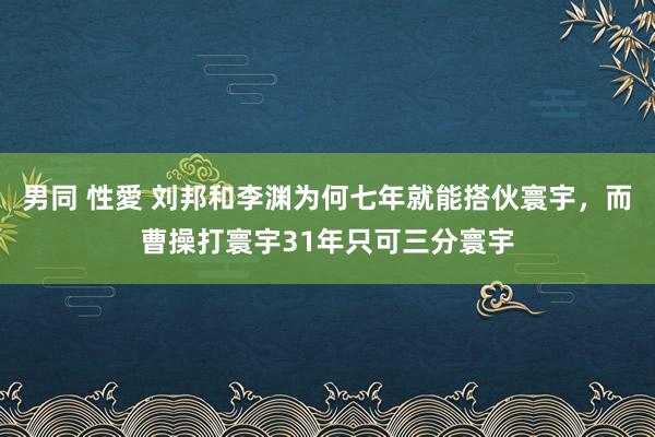 男同 性愛 刘邦和李渊为何七年就能搭伙寰宇，而曹操打寰宇31年只可三分寰宇