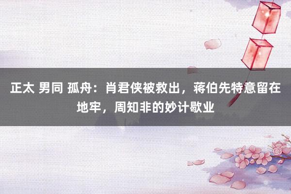 正太 男同 孤舟：肖君侠被救出，蒋伯先特意留在地牢，周知非的妙计歇业