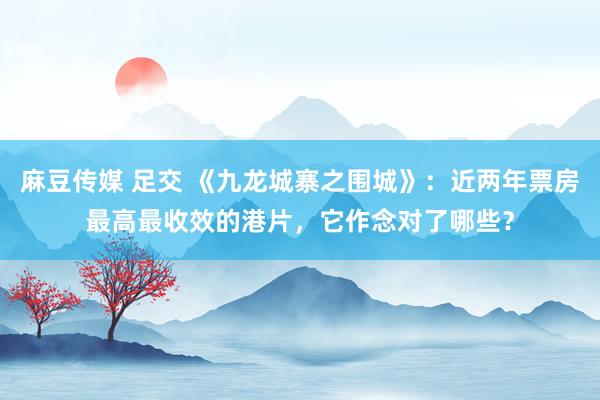 麻豆传媒 足交 《九龙城寨之围城》：近两年票房最高最收效的港片，它作念对了哪些？