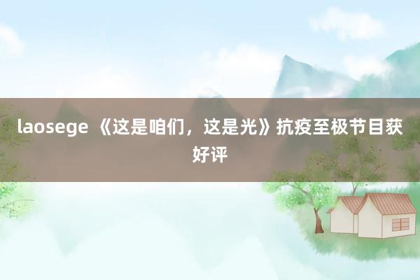   laosege 《这是咱们，这是光》抗疫至极节目获好评