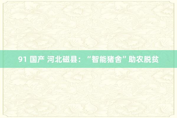 91 国产 河北磁县：“智能猪舍”助农脱贫